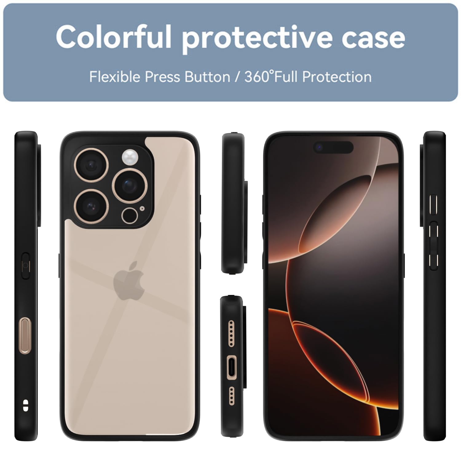 Pikkme iPhone 16 Pro Max Eagle 2.0 Shockproof Sleek Hybrid Armor Back Cover (Black)