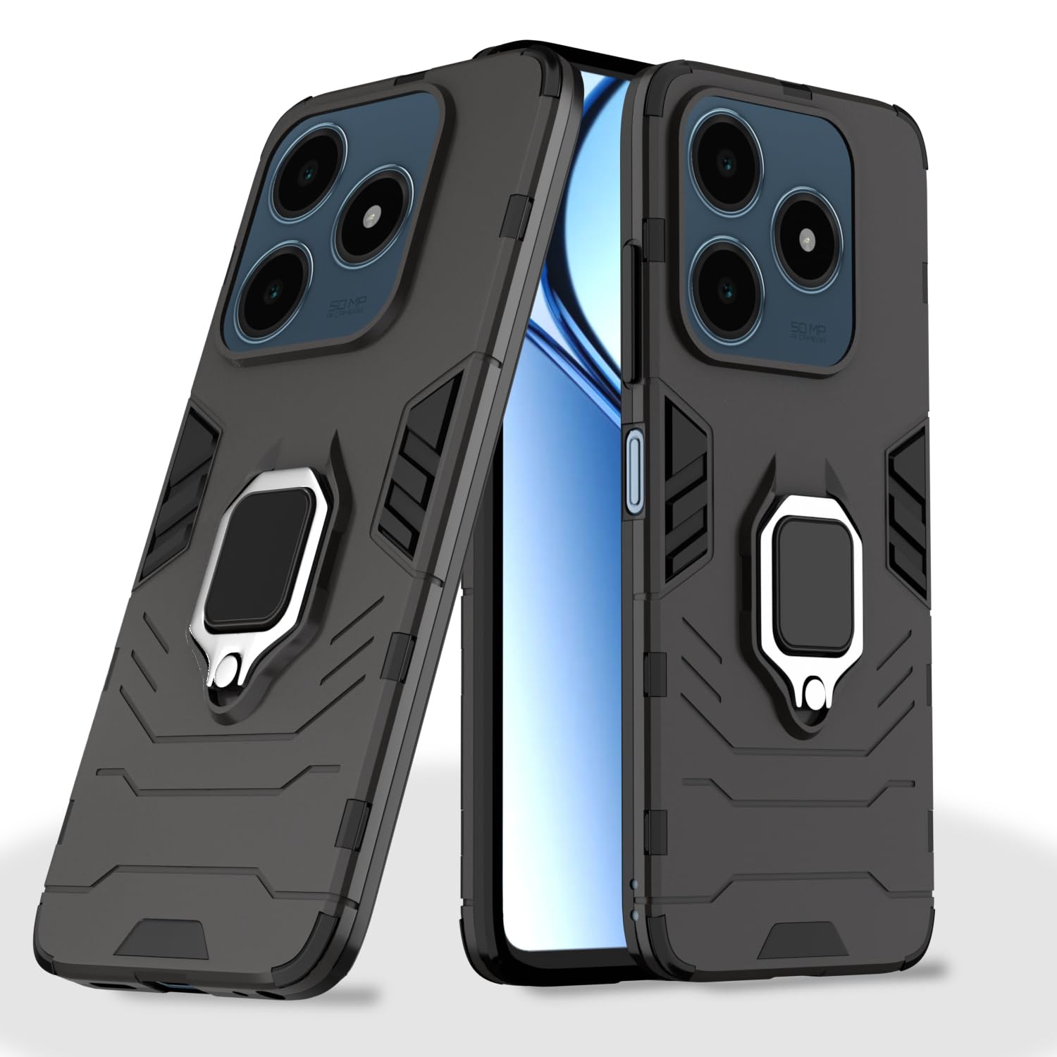 Realme C63 4G Tough Armor mobile back cover in black by Pikkme