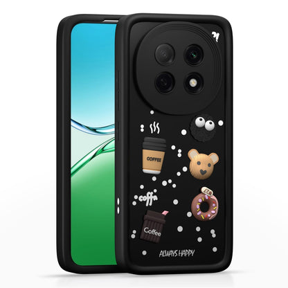 Pikkme Oppo F29 Pro 5G Cute Fun Cartoon 3D Bear Coffee Back Cover (Black)
