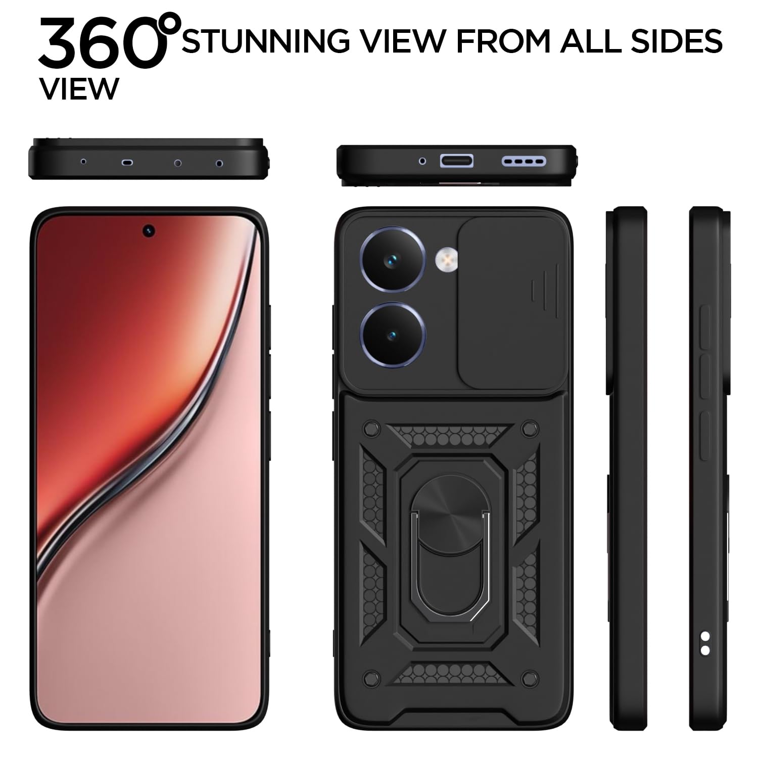 Pikkme Realme P3 Ultra 5G D10 Tough Armor Back Cover (Black)
