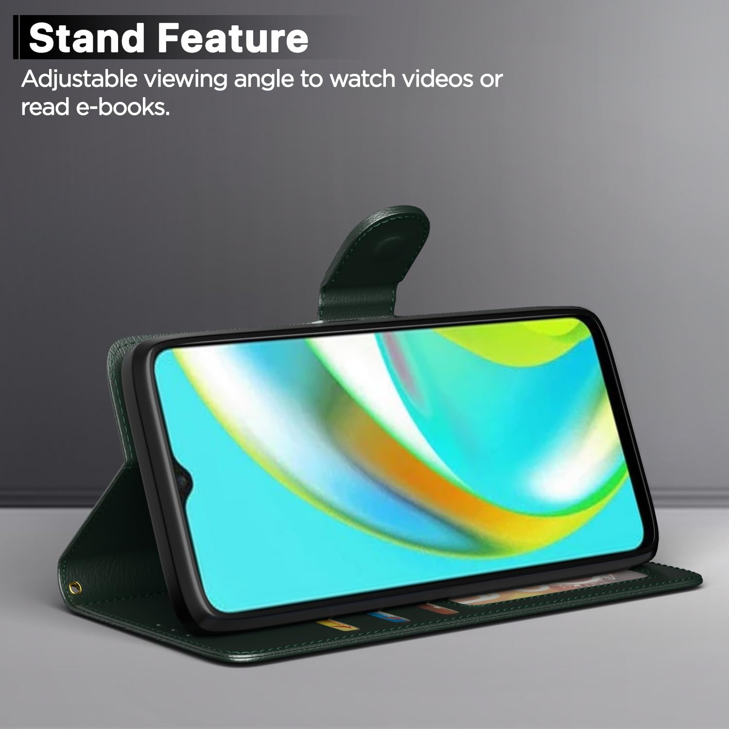 Green Wallet flip case for Realme C12/Narzo 20/Narzo 30A/C25 – Pikkme – photo 3