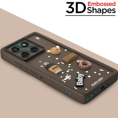 Pikkme Motorola Moto Edge 60 Fusion 5G Cute Fun Cartoon 3D Bear Coffee Back Cover (Brown)