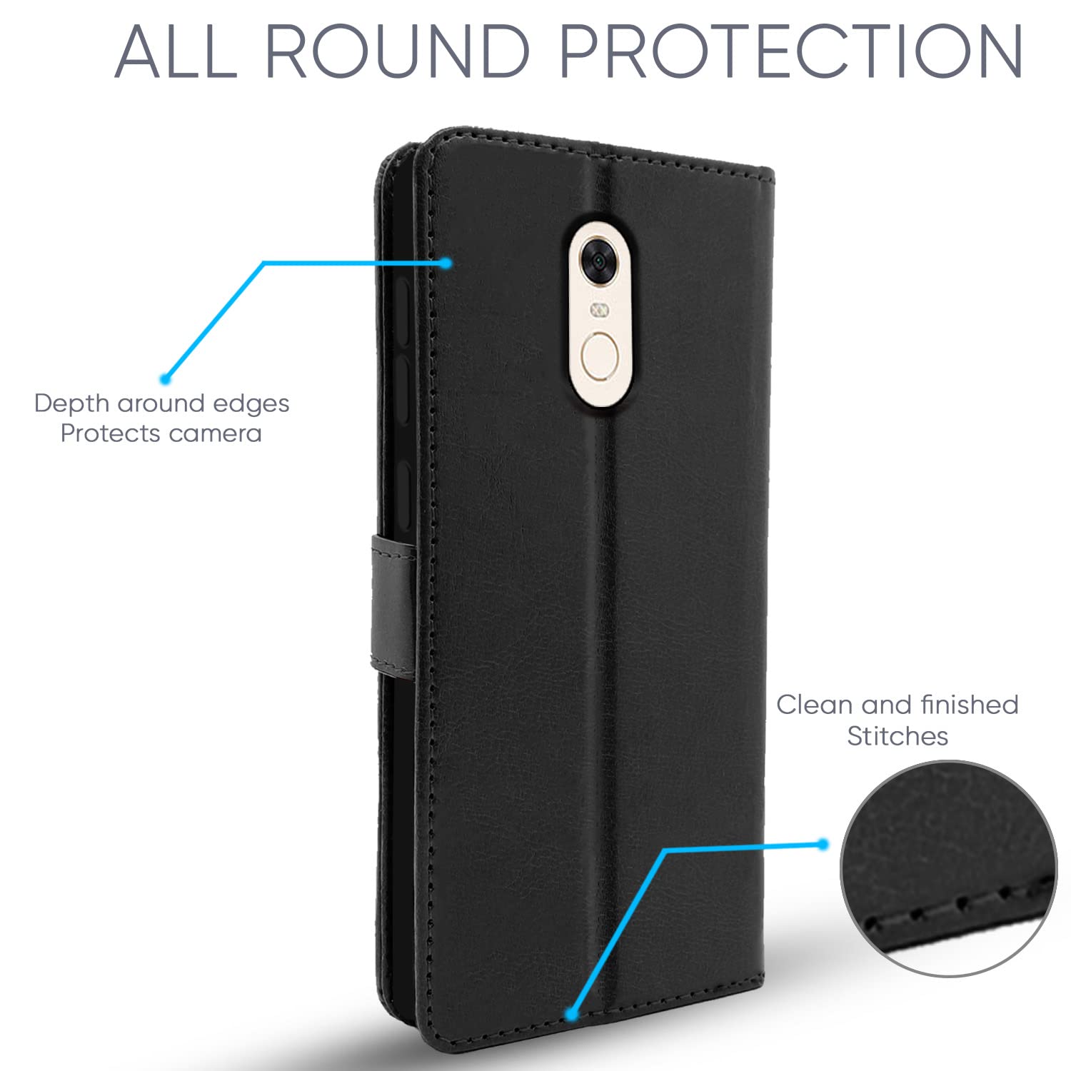 Pikkme Redmi Note 5 Vintage Flip Cover (Black)