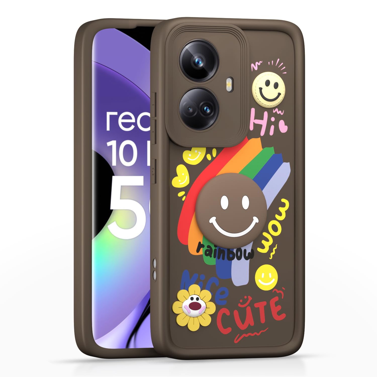 Brown Soft Silicone mobile back cover for Realme 10 Pro Plus 5G – Pikkme