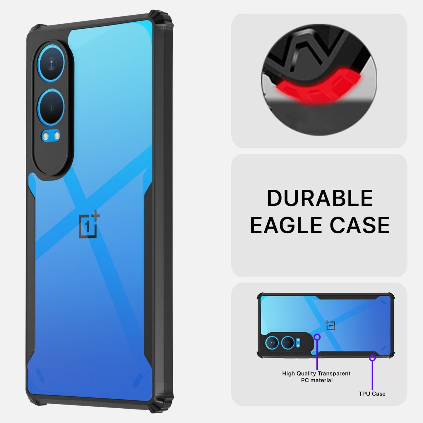 Pikkme OnePlus Nord Ce 4 Lite 5G Eagle Back Cover (Black)