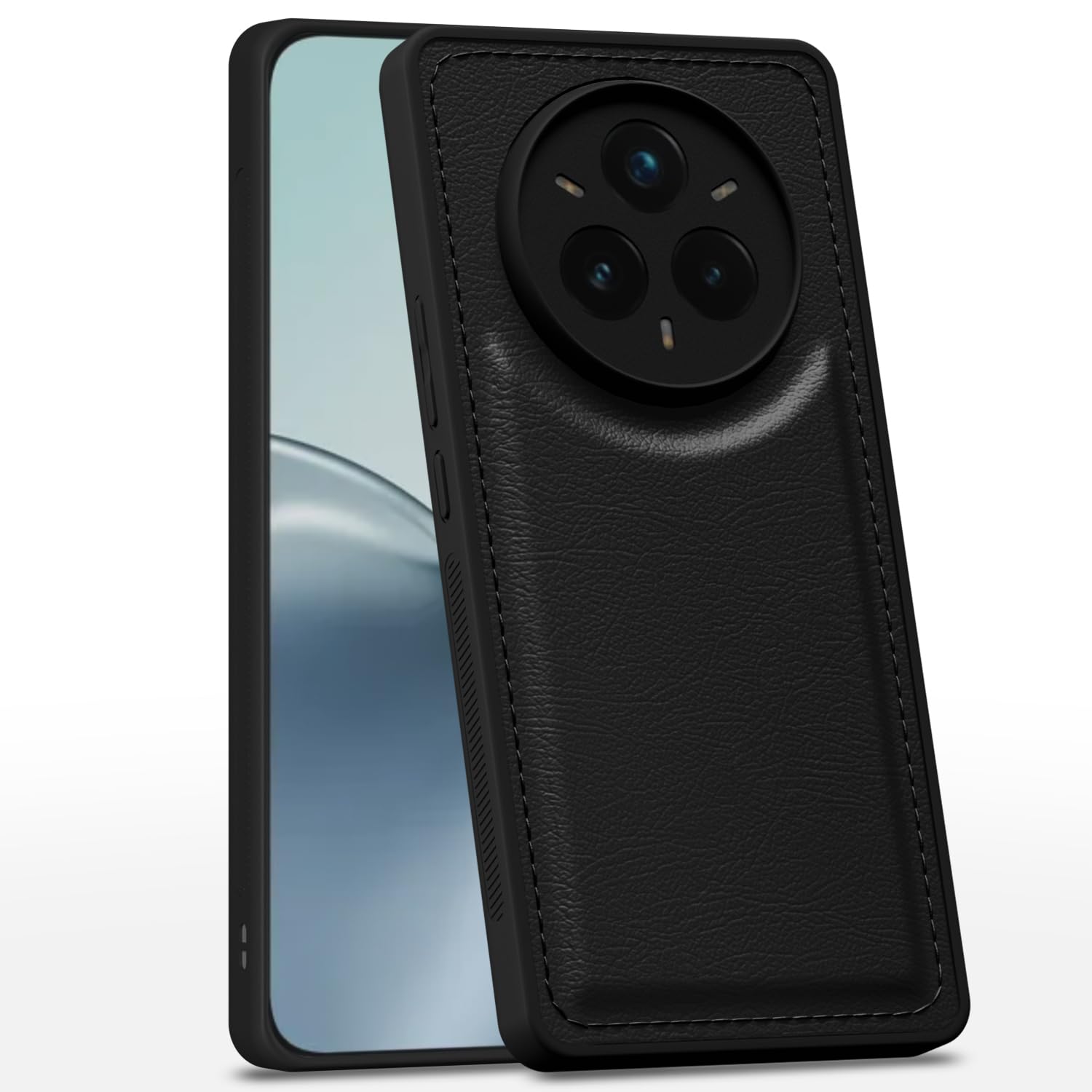 Pikkme Realme 14 Pro Plus 5G Leatherback Back Case (Black)
