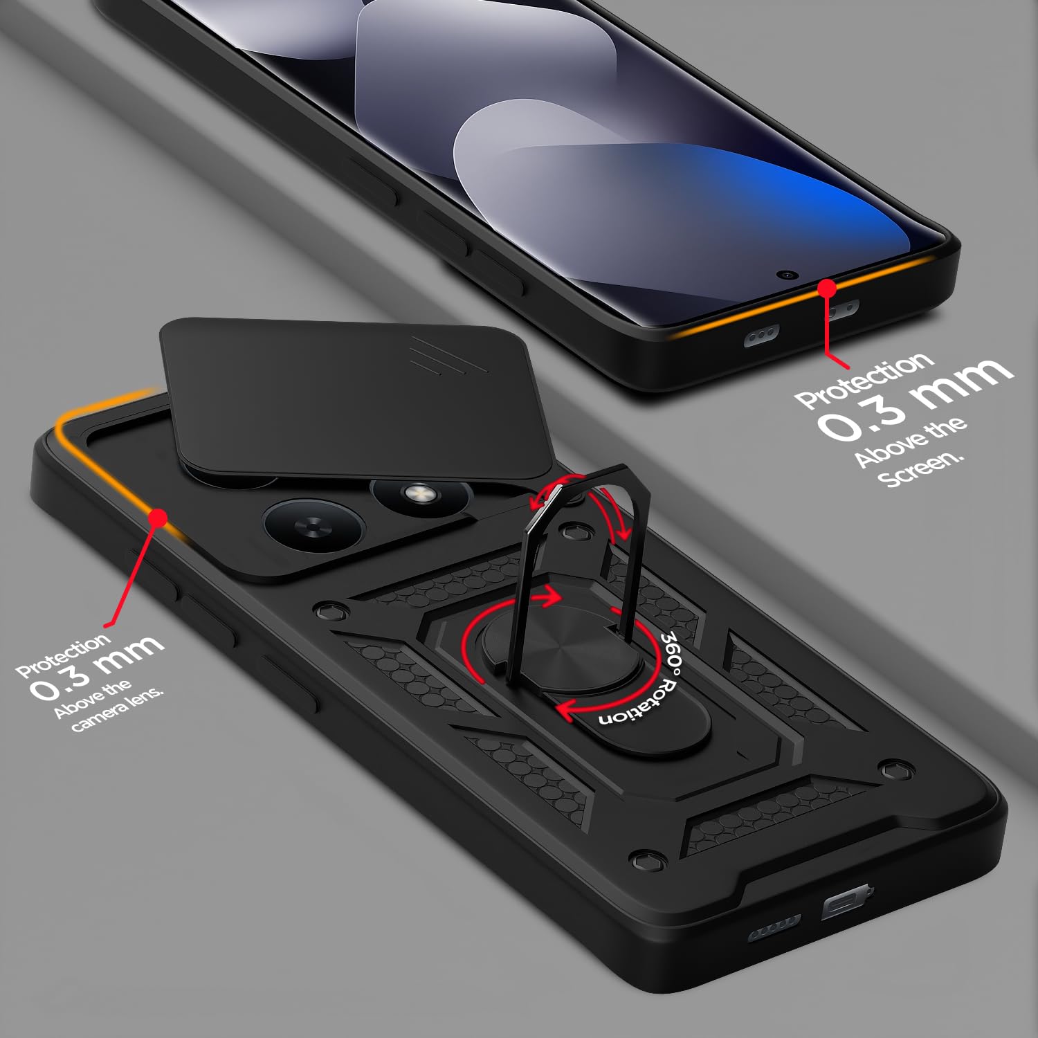 Pikkme black D10 Camera Shield back cover for Redmi Note 15 5G/360 – photo 4