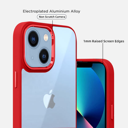 Pikkme iPhone 13 Electroplated Chrome Metal Ring Back Cover (Red)