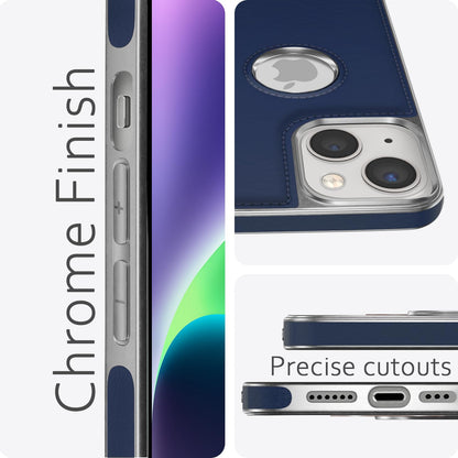iPhone 14 Plus Leatherback mobile cover in chrome blue by Pikkme – photo 5