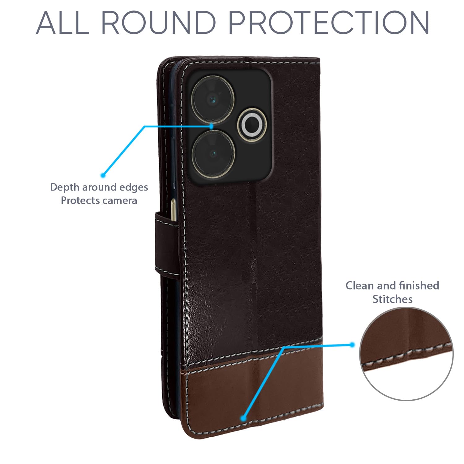 Pikkme Redmi 13/Poco M6 Plus 5G Magnetic coffee & brown flip cover – photo 2