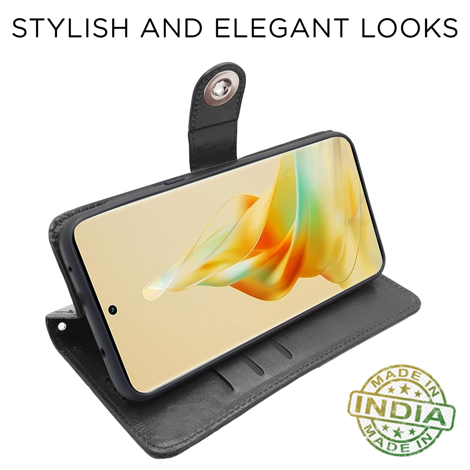 Oppo Reno 8T 5G Button flip cover in black by Pikkme – photo 5