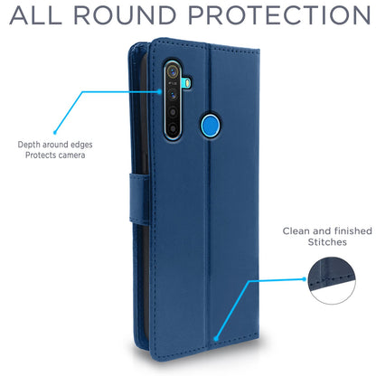 Pikkme Realme 5 / 5s / 5i  Vintage Flip Cover (Blue)