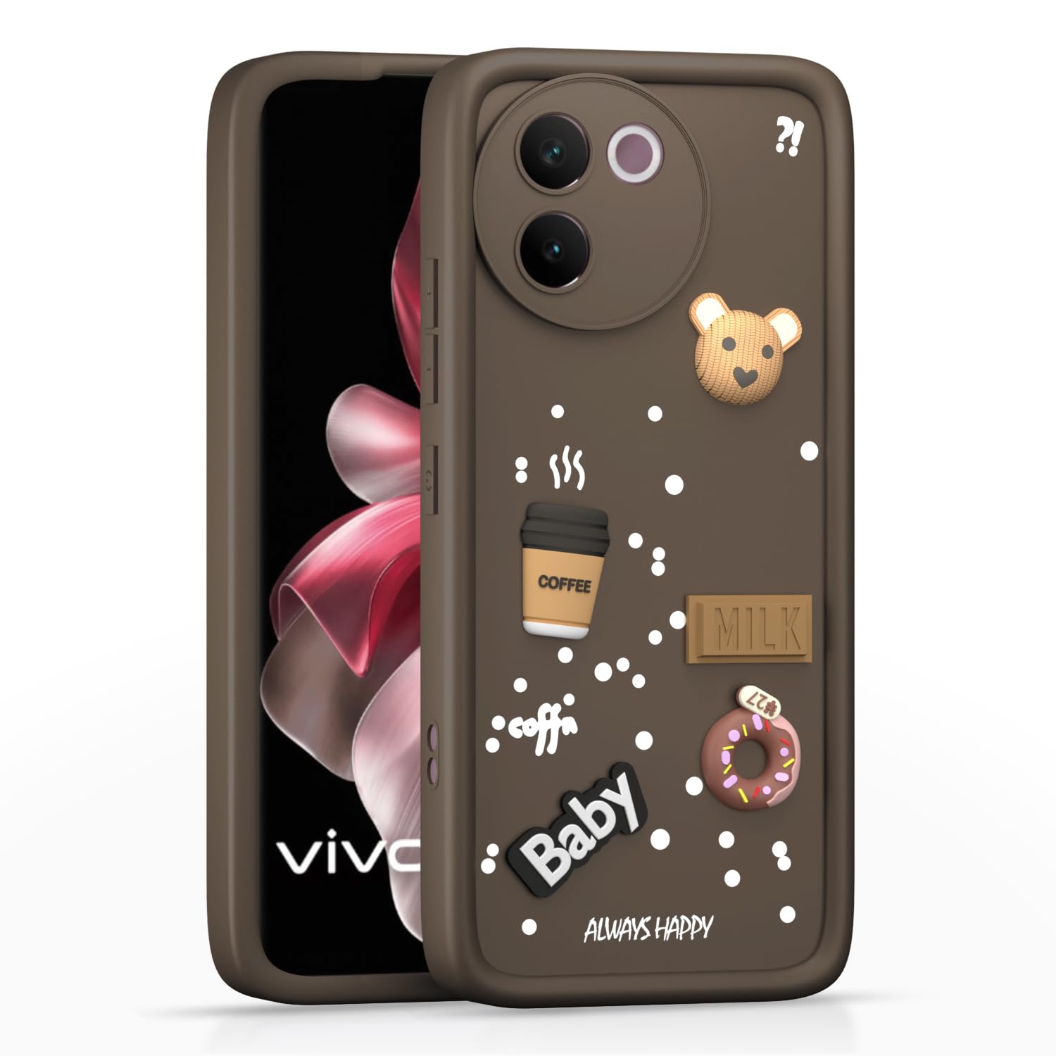 Pikkme brown Silicone mobile back cover for Vivo V30e 5G