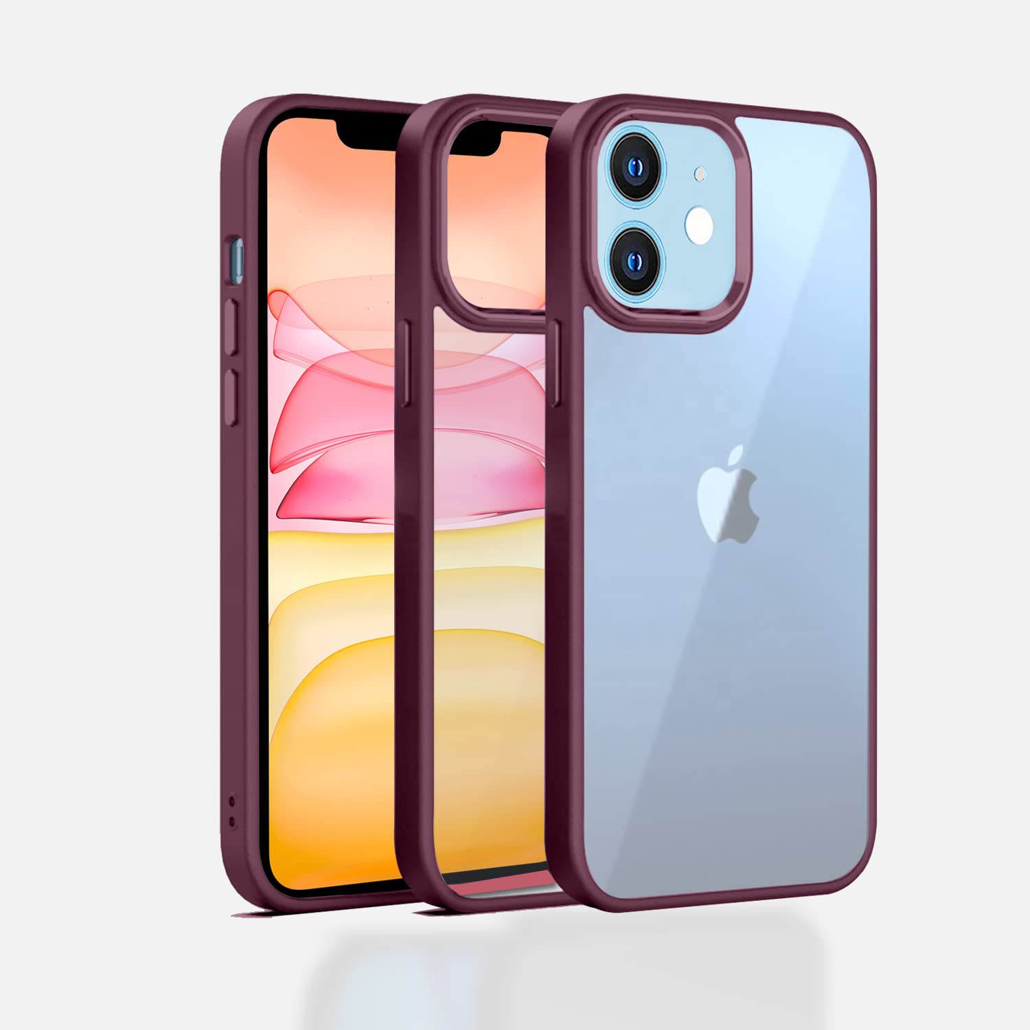 Pikkme iPhone 11 Electroplated Crome Metal Ring Back Cover (Magenta)