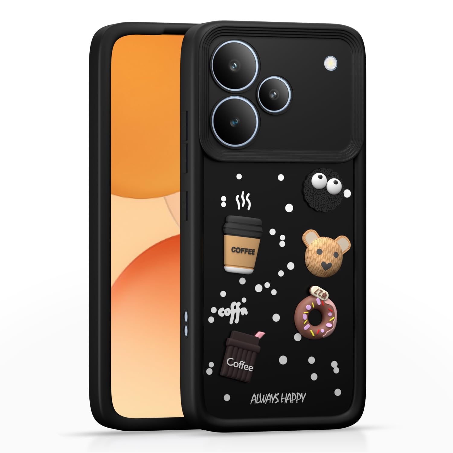 Realme P4 Pro 5G/3D Silicone phone cover in black by Pikkme