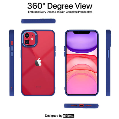 Pikkme iPhone 11 Electroplated Chrome Metal Ring Back Cover (Dark Blue)