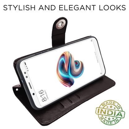 Pikkme button coffee Wallet mobile flip cover for Redmi Note 5 Pro – photo 4