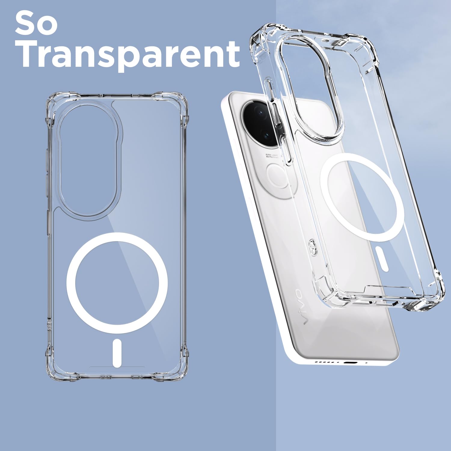 Vivo T4R/V50e/V50 5G MagSafe phone cover in transparent mag-safe by Pikkme – photo 2