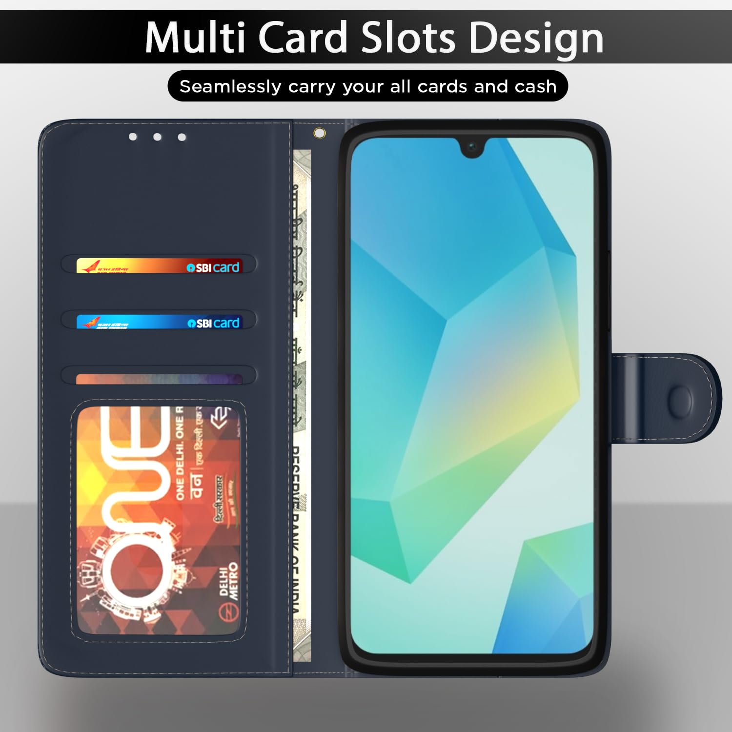 Samsung A16 5G Wallet wallet flip cover in blue by Pikkme – photo 5
