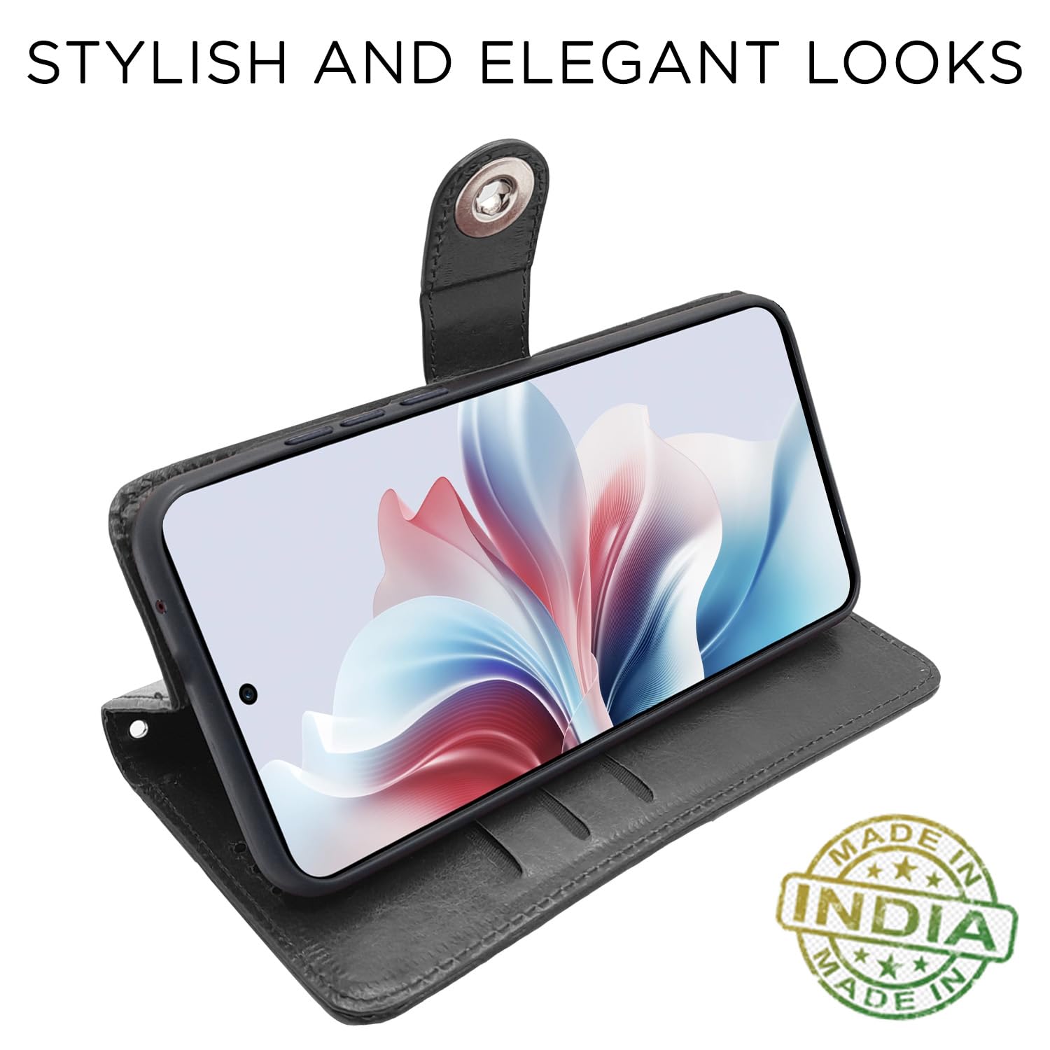 Black wallet flip cover for OPPO F25 Pro 5G – Pikkme – photo 5