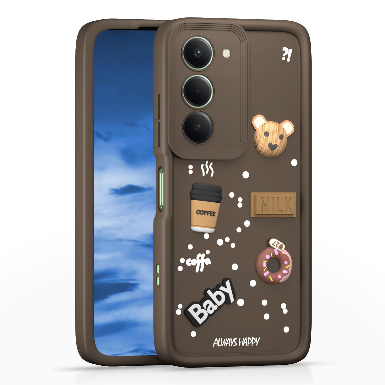 Pikkme Redmi 15 5G/3D Silicone brown phone cover
