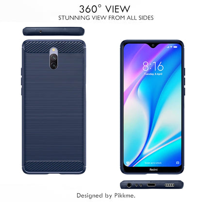 Pikkme Redmi 8A Dual Hybrid Carbon Fiber Back Cover | Blue