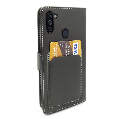 Pikkme Samsung Galaxy M11 Wallet Style Inbuilt Pockets & Stand | Strong Magnetic Flip Cover  (Grey)