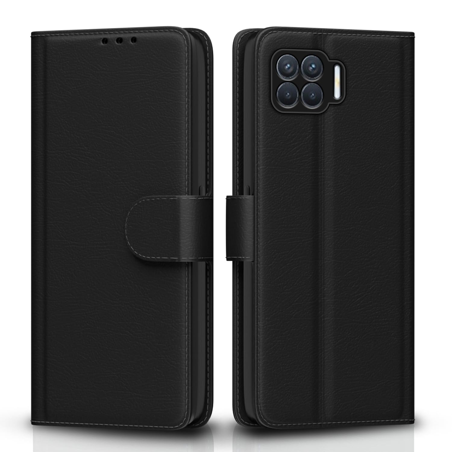 Oppo F17 Pro Wallet mobile flip cover in black by Pikkme
