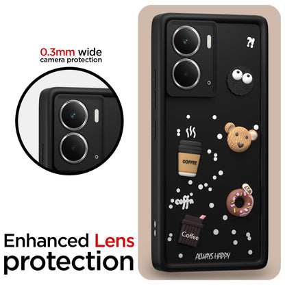 Pikkme Realme P3 5G Cute Fun Cartoon 3D Bear Coffee Back Cover (Black)