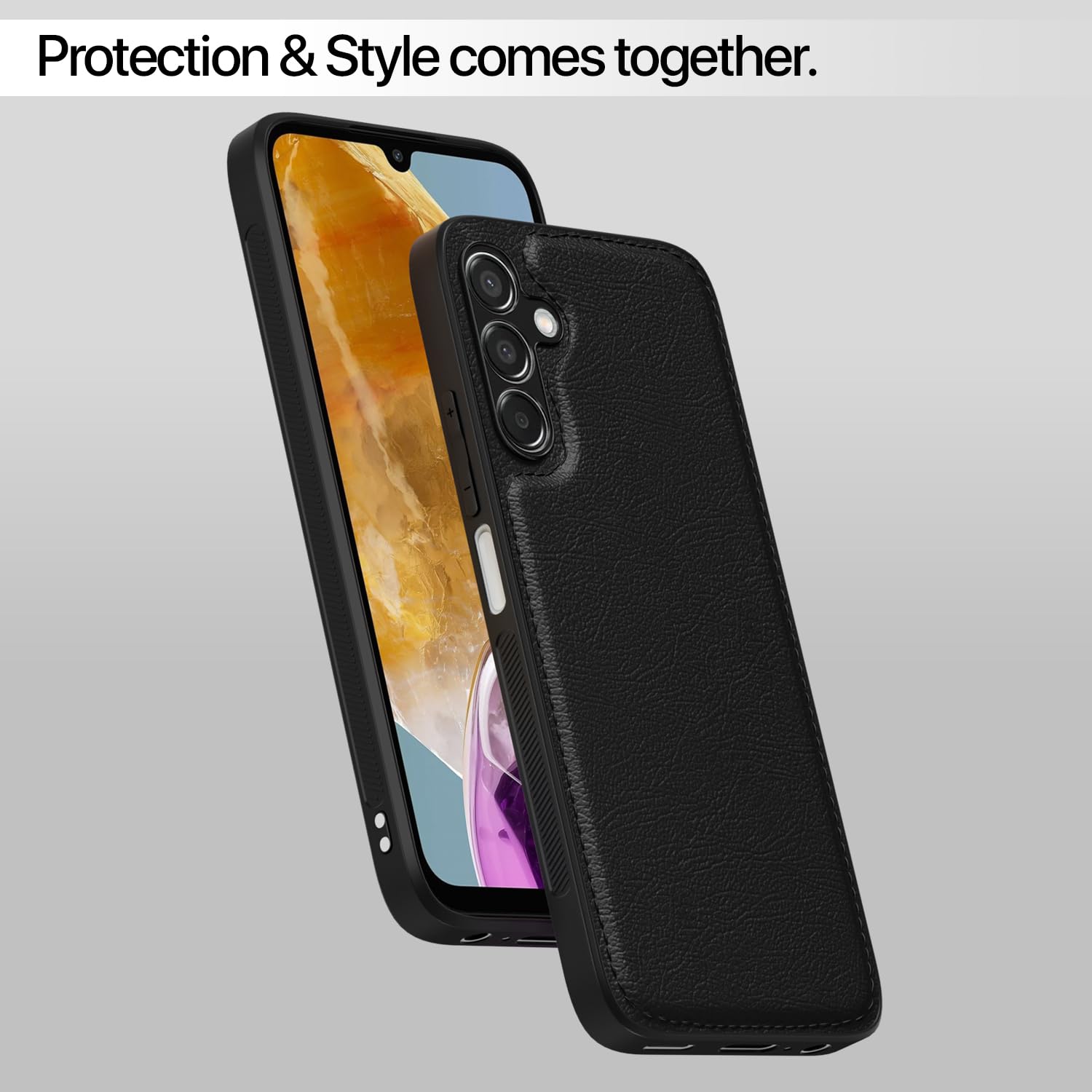 Pikkme Samsung Galaxy M15 / F15 / M15 5G Leatherback Back Case | Black