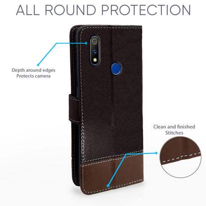 Pikkme Realme 3 Pro coffee & brown wallet flip cover – photo 3