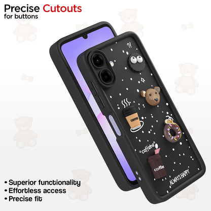 Samsung F70e 5G/M07/F07/A07/A07 5G Bear Coffee mobile back cover in black by Pikkme – photo 6