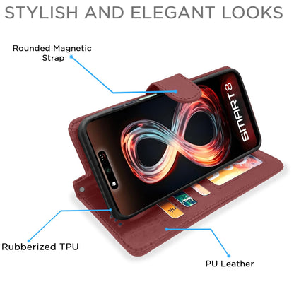 Brown Wallet flip case for Infinix Smart 8 – Pikkme – photo 3
