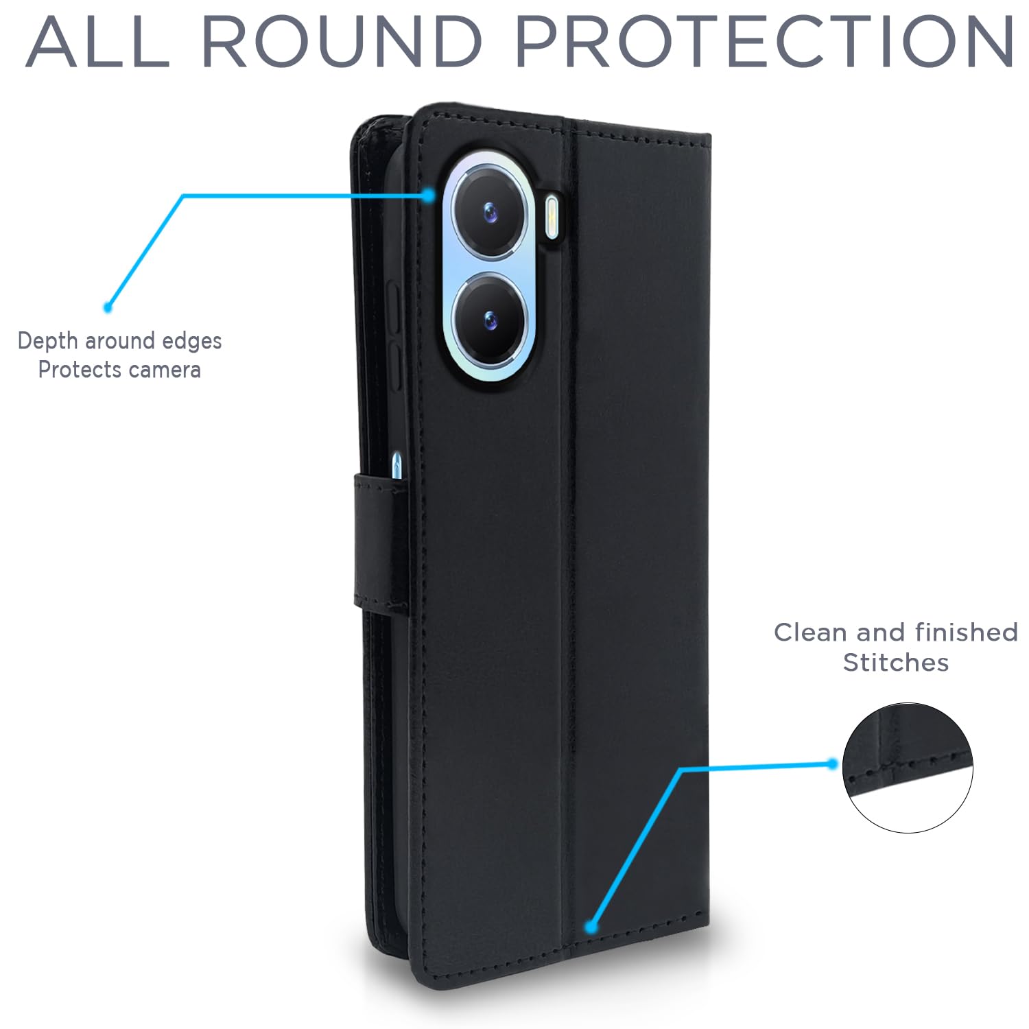 Vivo T2X/Y16/Y56 5G flip cover in black by Pikkme – photo 5