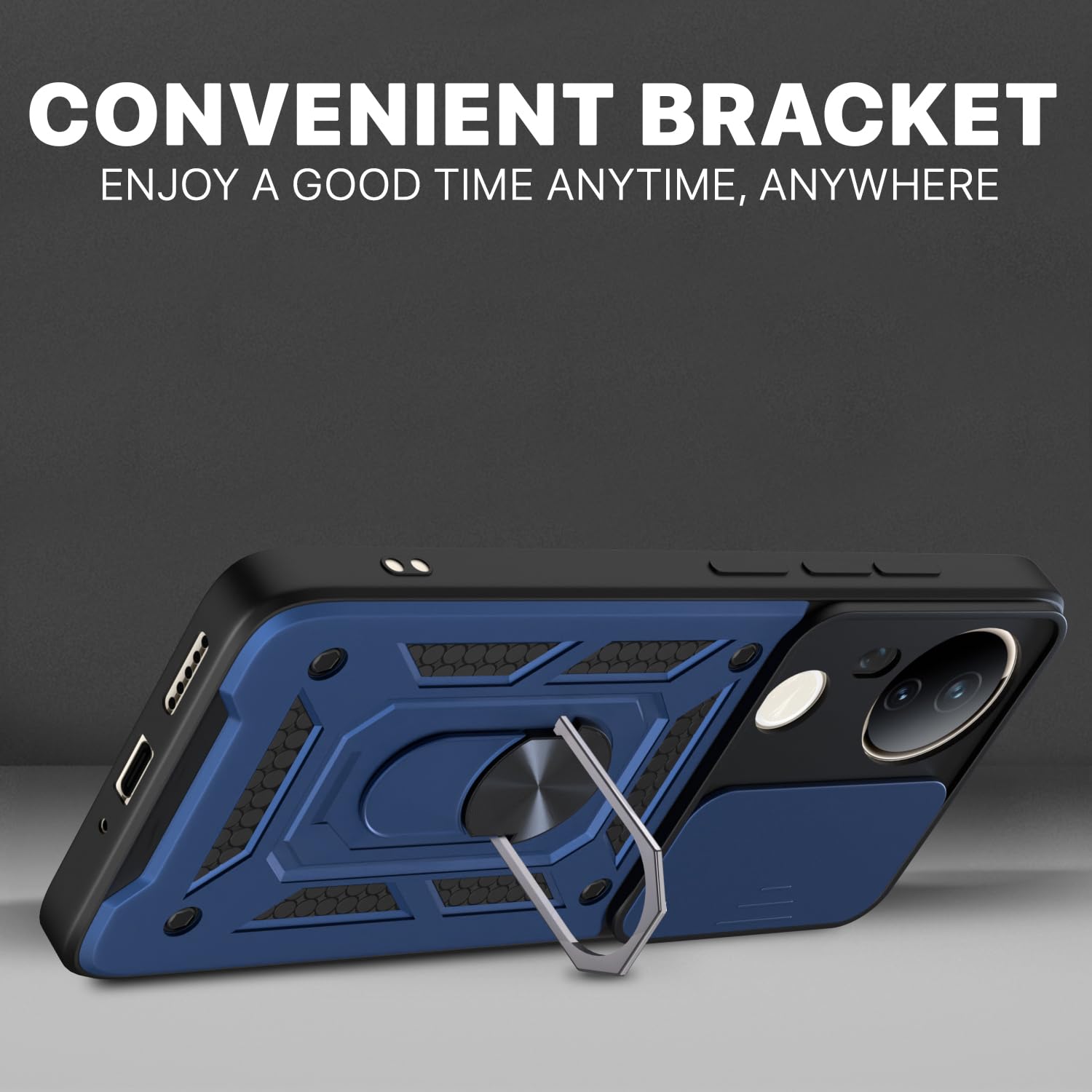 Pikkme Vivo T4 Ultra 5G D10 Tough Armor Back Cover (Blue)