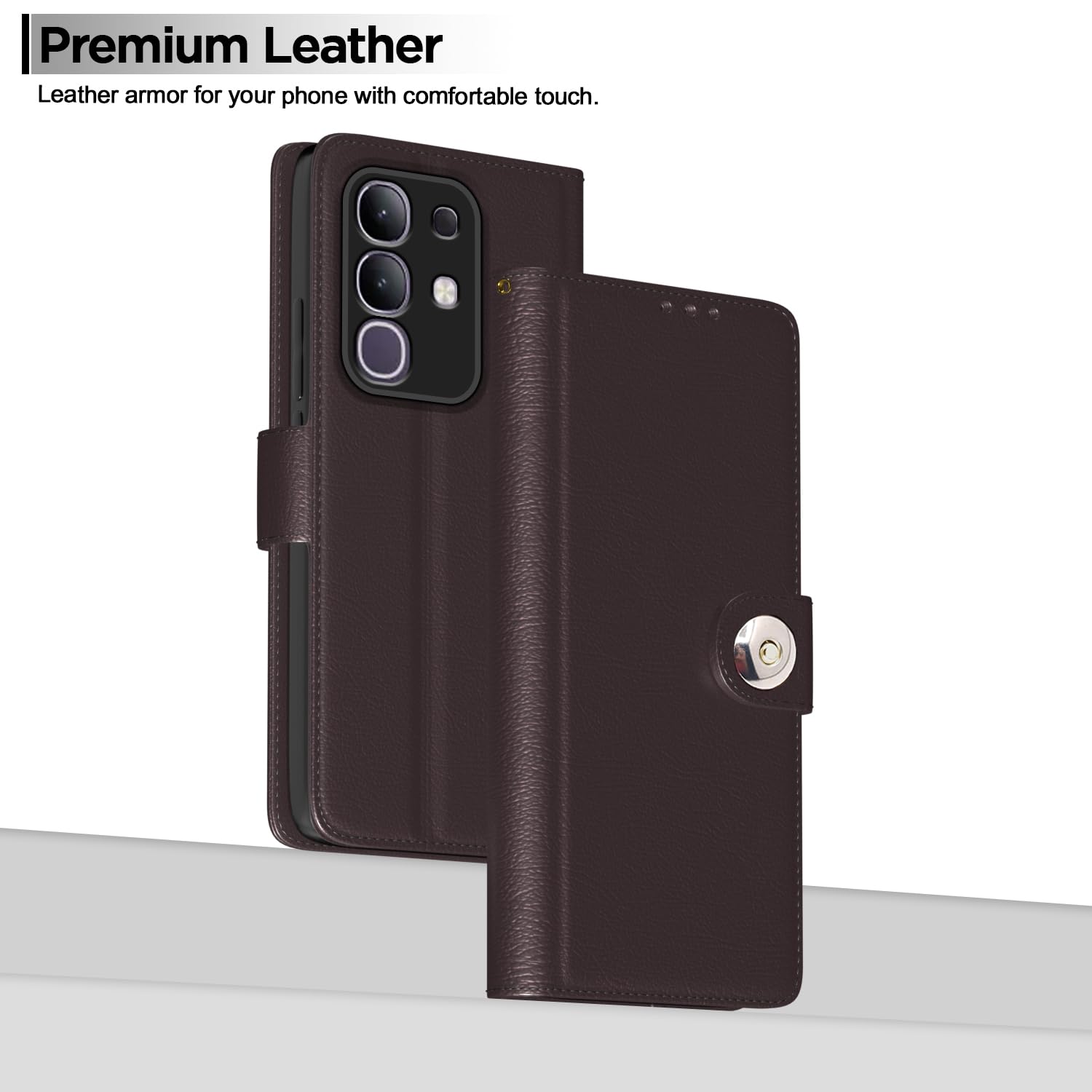Pikkme coffee Button wallet flip cover for Vivo T4x/iQOO Z10x/Y31 Pro 5G – photo 2