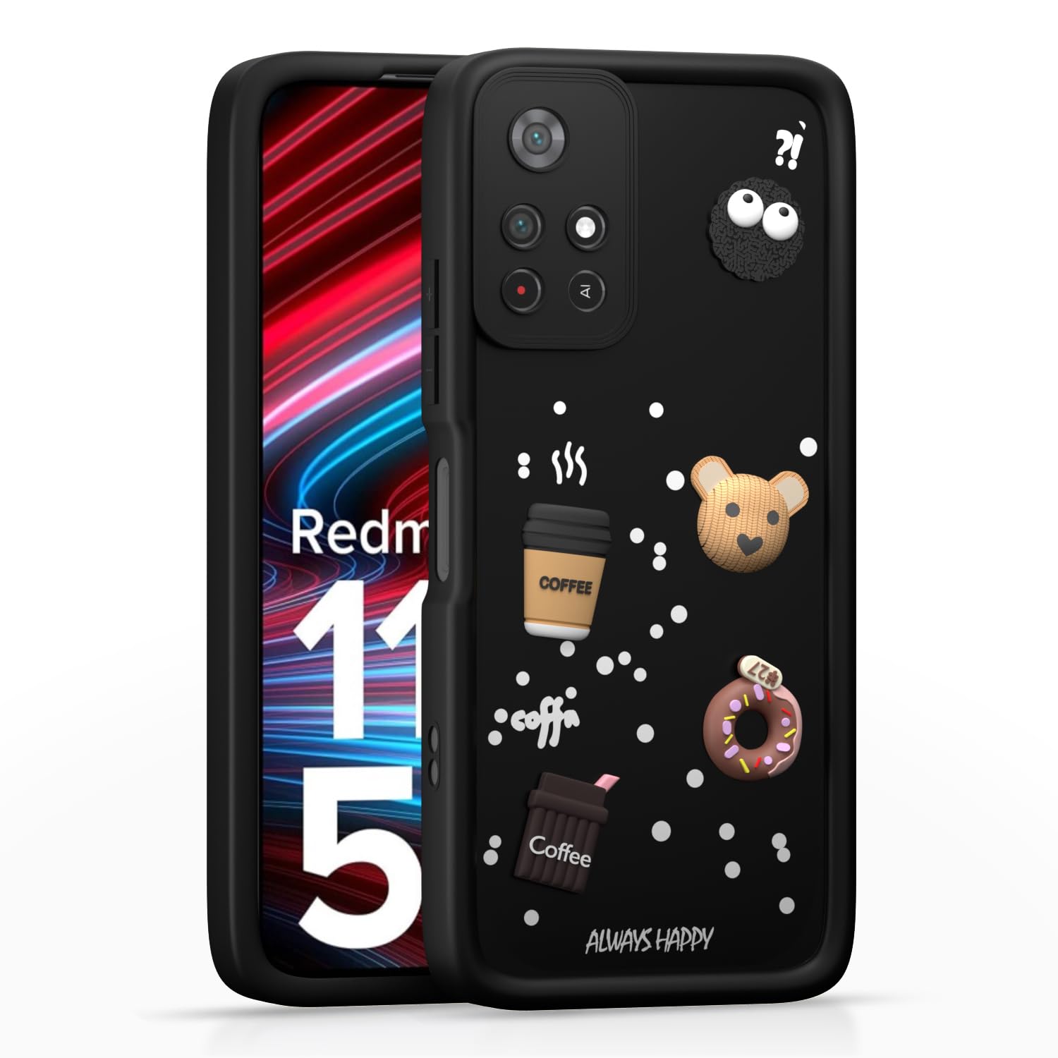 Black Silicone mobile cover for Redmi Note 11T 5G/Poco M4 Pro 5G/3D – Pikkme