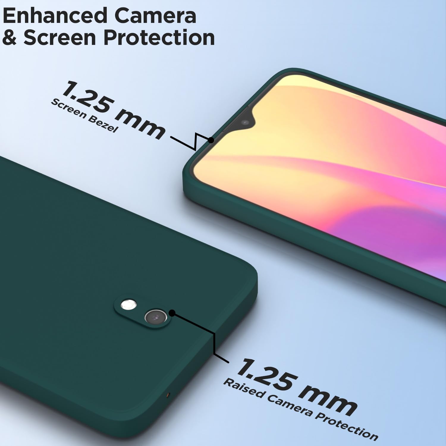 Pikkme  Redmi 8A Soft Matte Silicone Shockproof Case (Green)