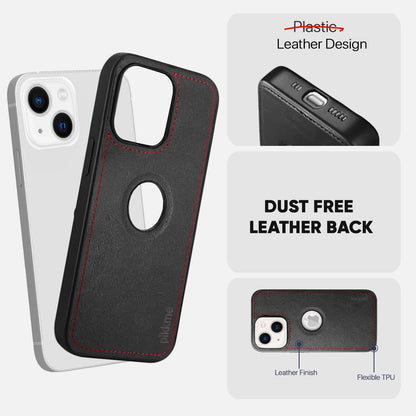 Pikkme iPhone 13 Luxe Series Velvet Inner Finish with PU Leather Back Case (Black)