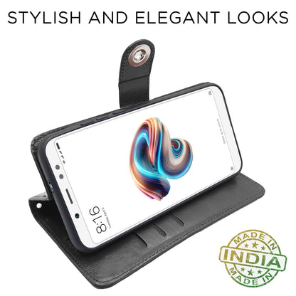 Redmi Note 5 Pro Wallet mobile flip cover in button black by Pikkme – photo 4