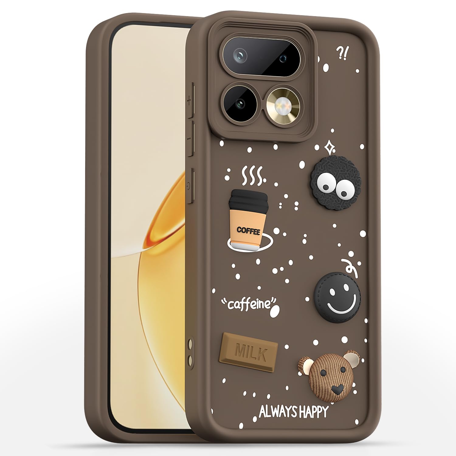 Pikkme brown Bear Coffee back cover for Realme 16 Pro 5G