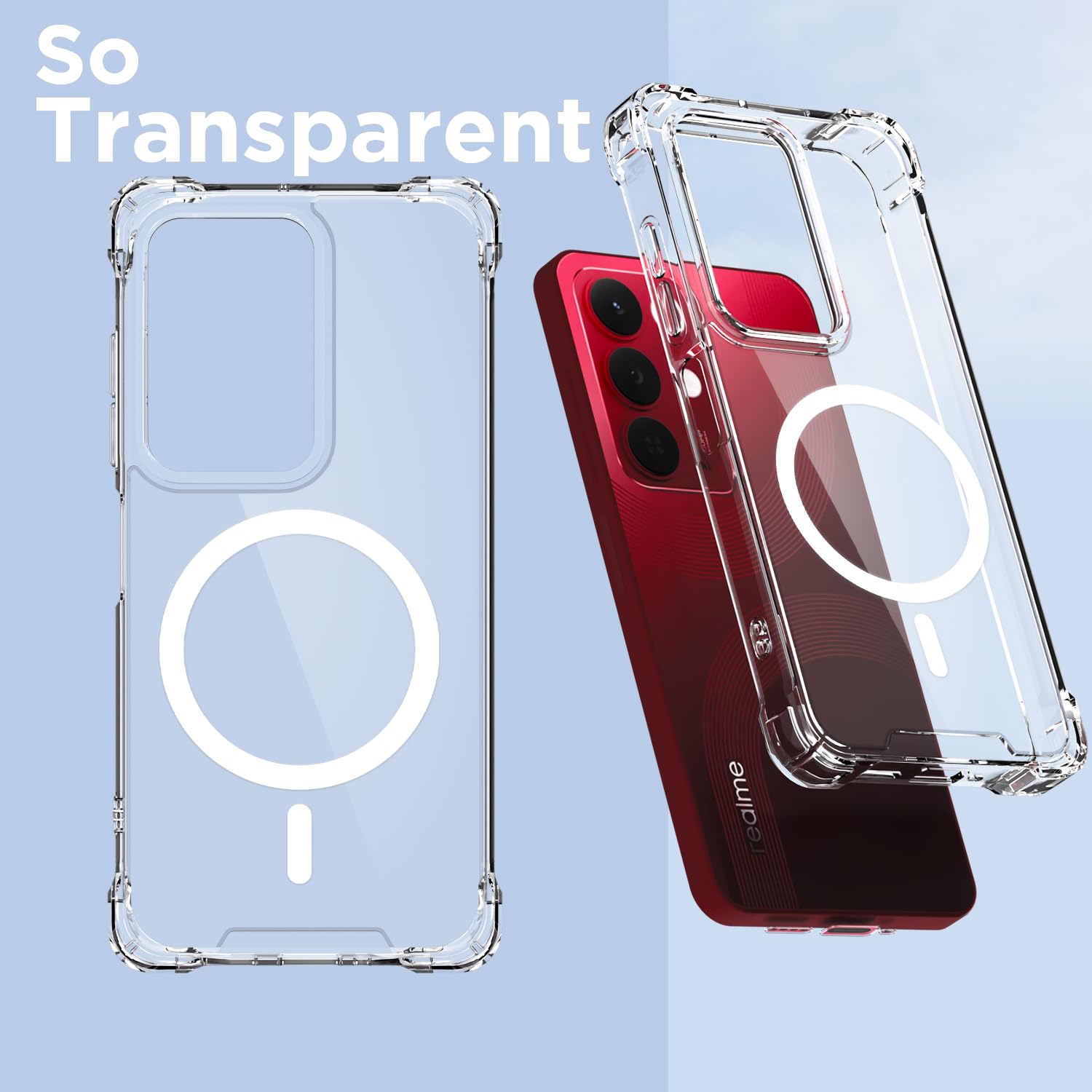 Transparent mag-safe MagSafe phone cover for Realme Narzo 90X/C85/15X 5G – Pikkme – photo 2