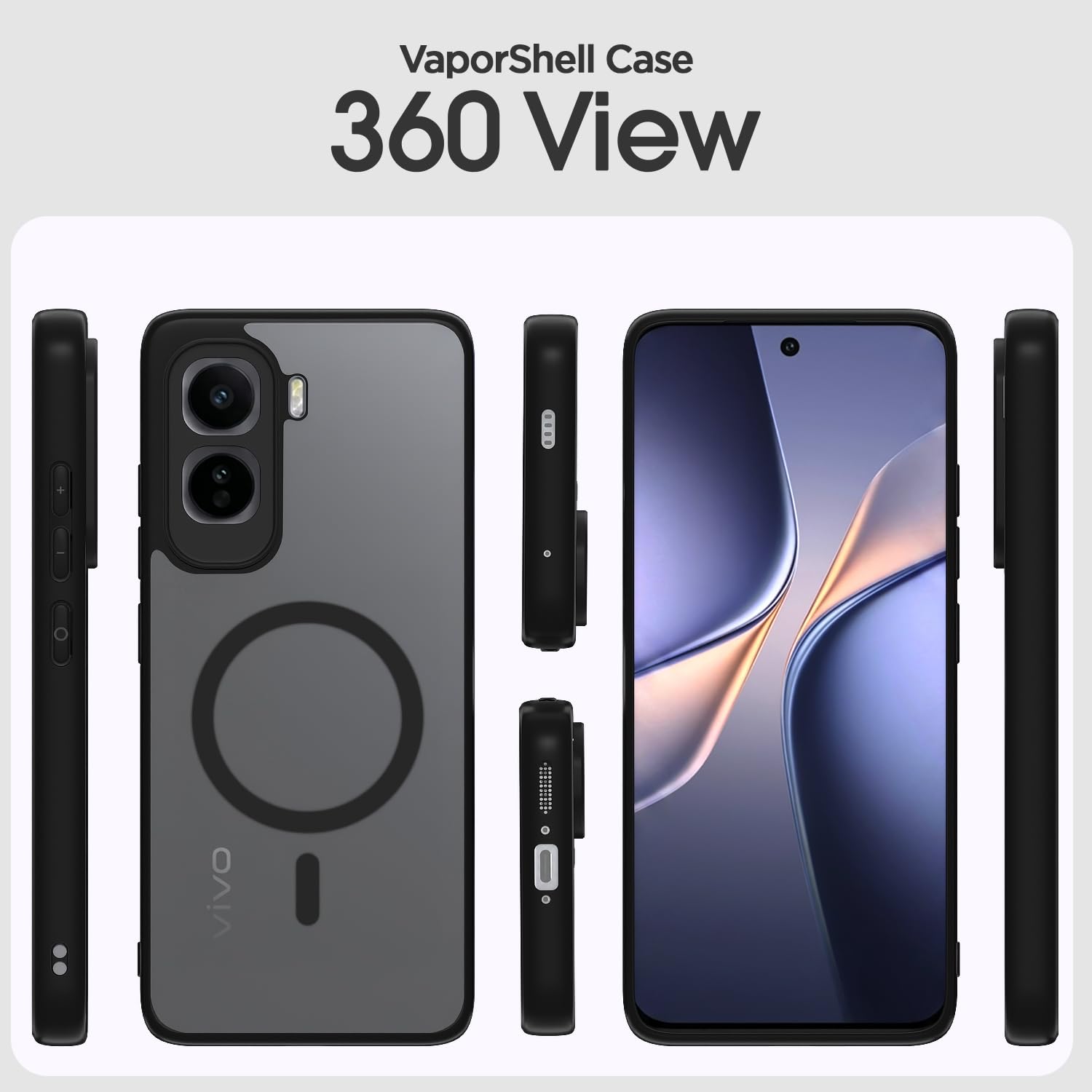 Vivo T5 Pro 5G mobile cover in black smoke mag-safe by Pikkme – photo 2