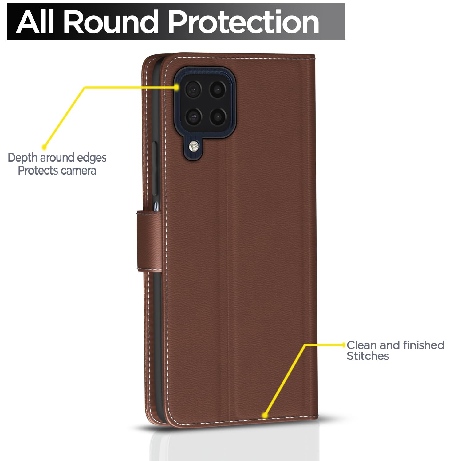 Pikkme Samsung M32 4G/M32 Prime/F22 4G tan mobile flip cover – photo 4