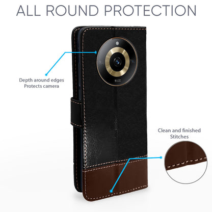 Pikkme Realme Narzo 60 5G Magnetic black & brown mobile flip cover – photo 4