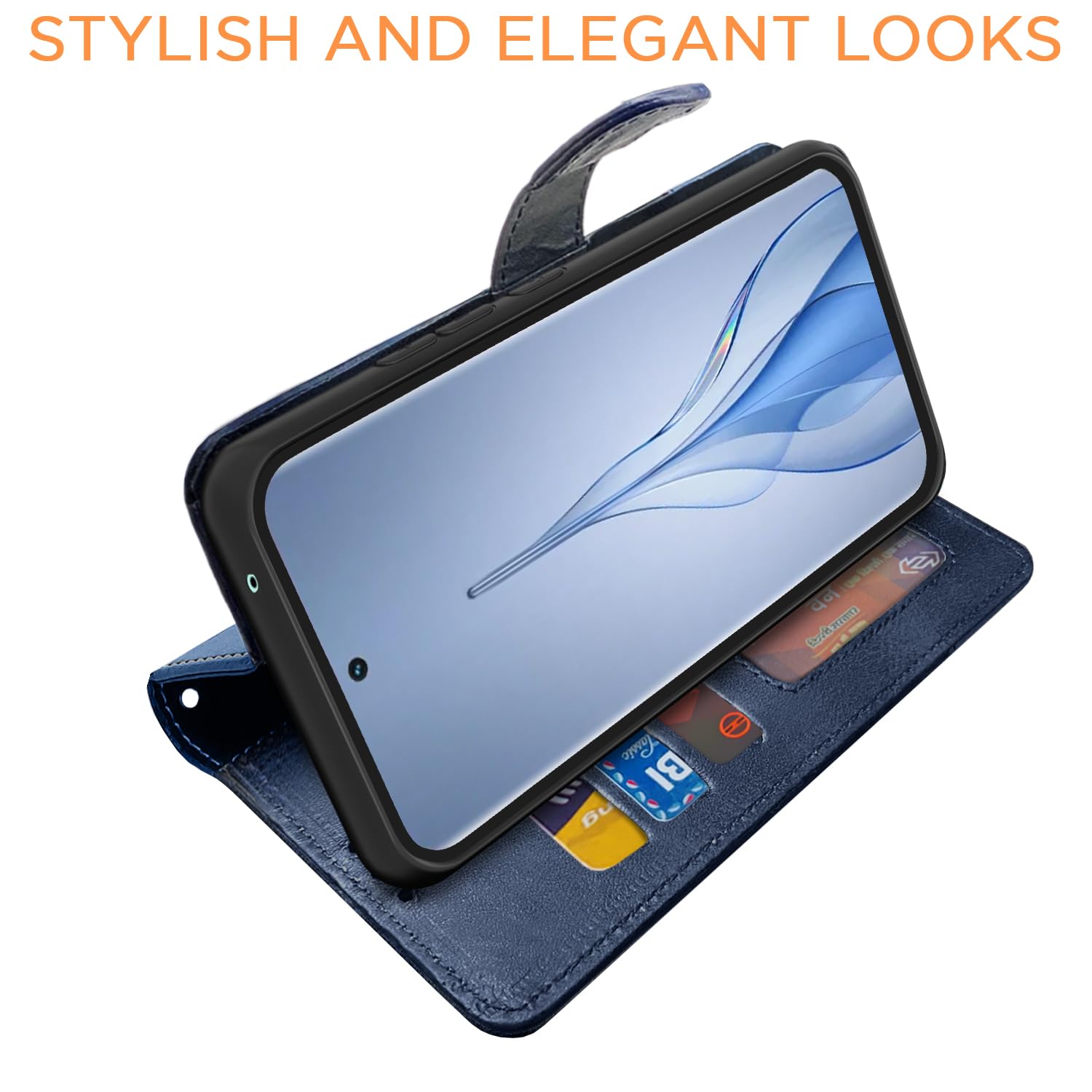 Navy & light blue Magnetic mobile flip cover for Tecno Pova – Pikkme – photo 3