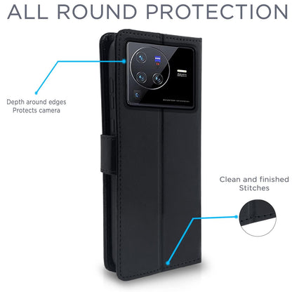 Pikkme black Wallet mobile flip cover for Vivo X80 Pro – photo 4