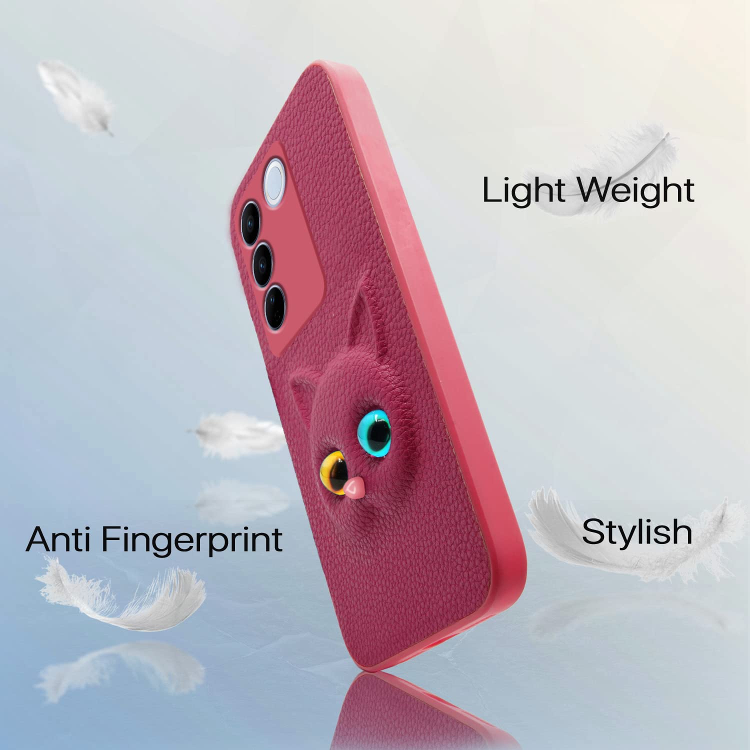 Vivo V27/V27 Pro 5G Cat mobile cover in pink by Pikkme – photo 5