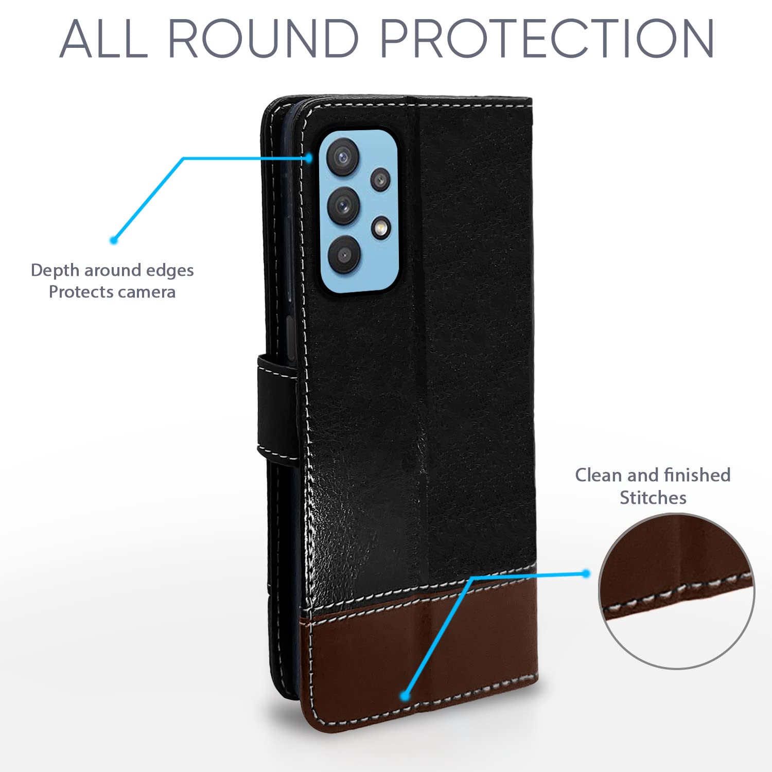 Pikkme Samsung A32 4G Magnetic black & brown flip case – photo 4