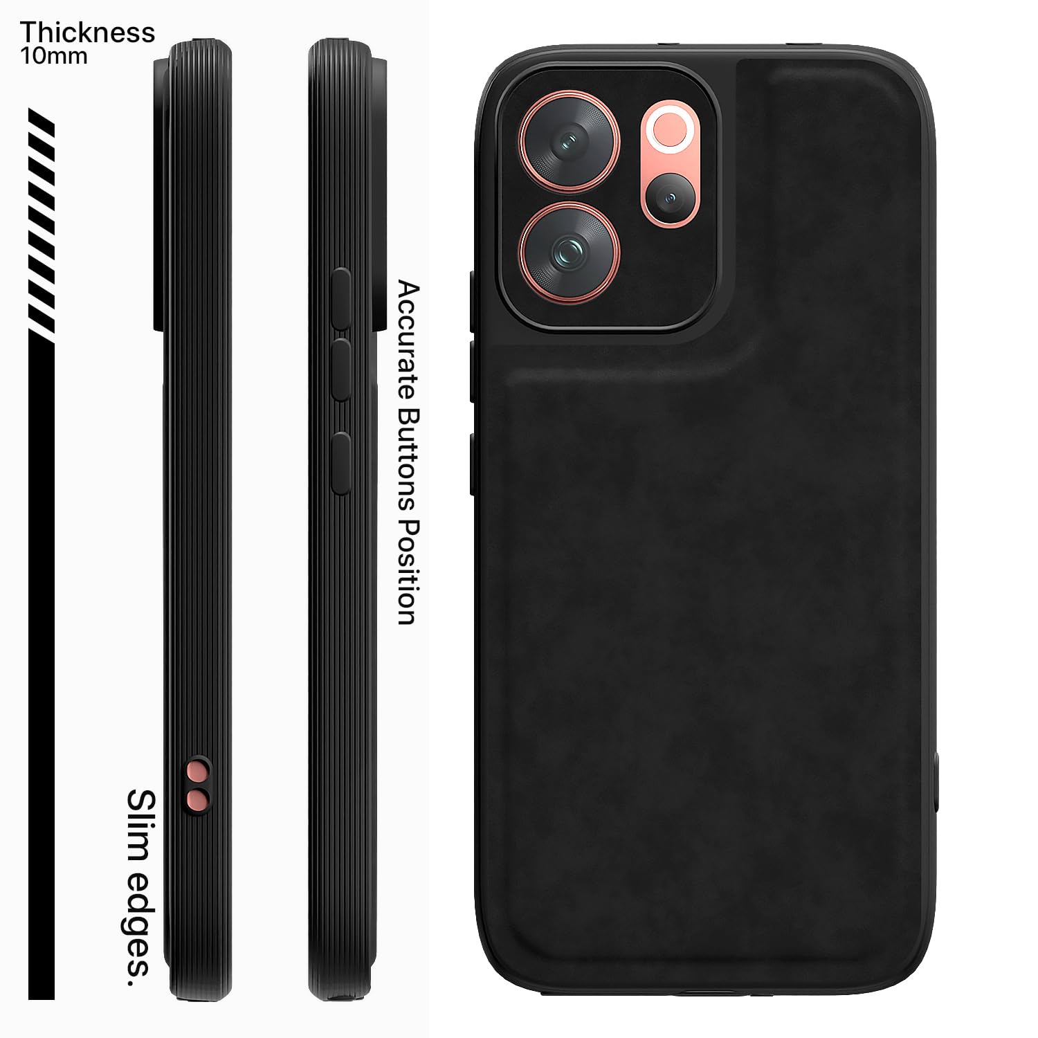 Black Leather mobile back cover for Vivo V70 5G – Pikkme – photo 3